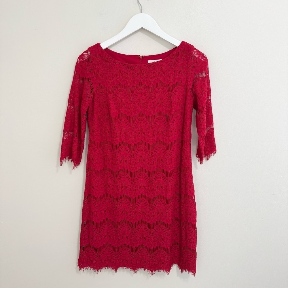 Eliza J Red Lace Mini Dress